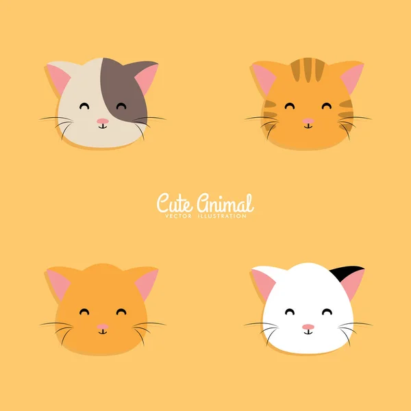 Caras de dibujos animados gato — Vector de stock