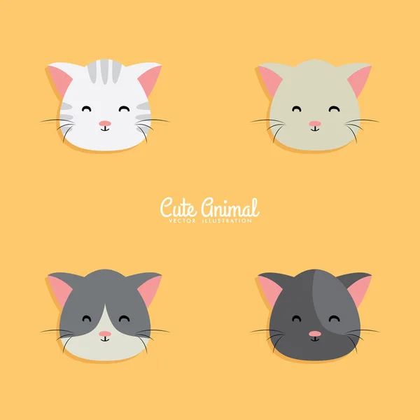 Caras de dibujos animados gato — Vector de stock