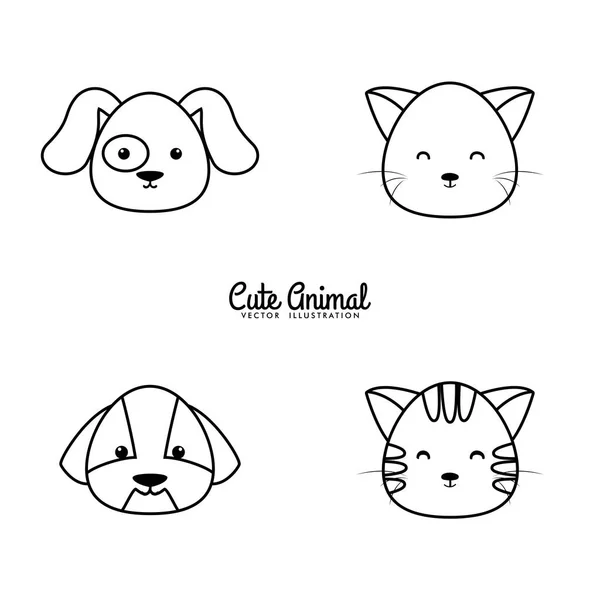 Cara de dibujo de animales — Vector de stock