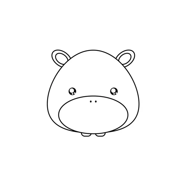 Hippo ritning ansikte — Stock vektor