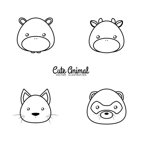 Animals Drawing Face — Stock Vector