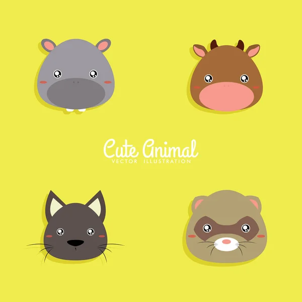 Cara animales de dibujos animados — Vector de stock