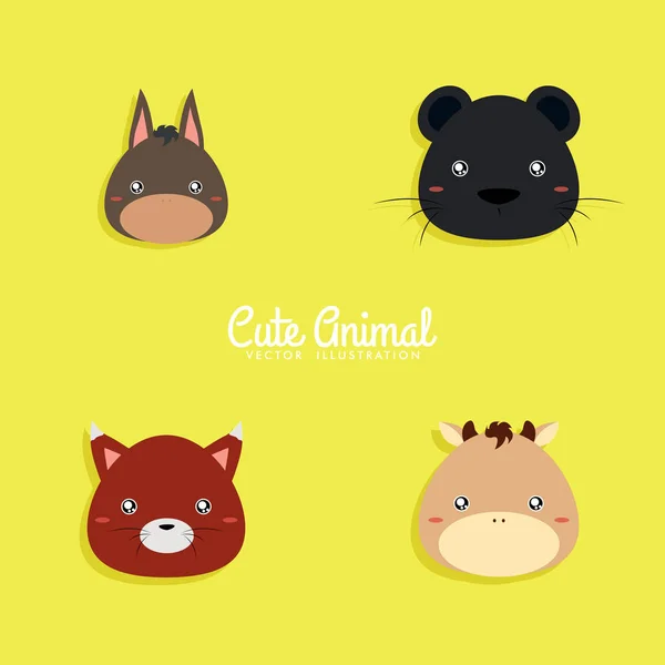 Cara animales de dibujos animados — Vector de stock