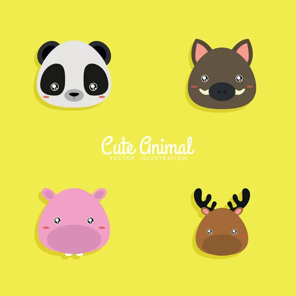 Cara animales de dibujos animados — Vector de stock