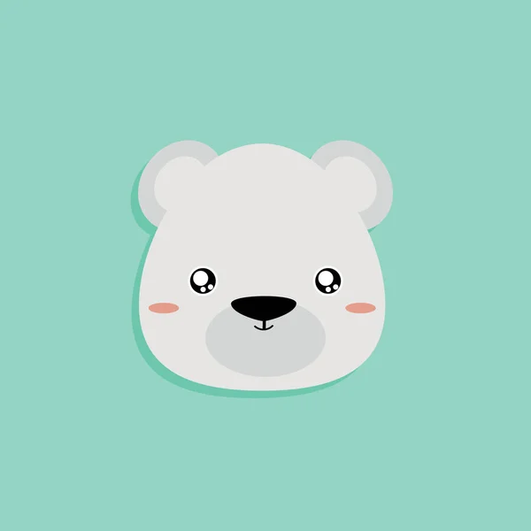 Cara de urso polar de desenho animado — Vetor de Stock