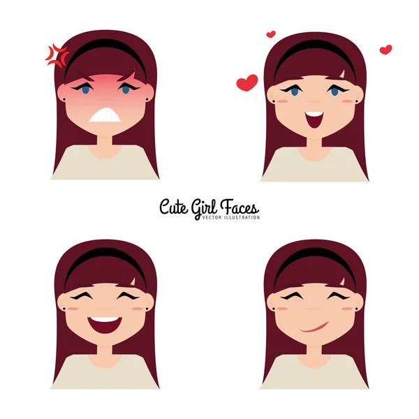 Girl Expression Face — Stock Vector