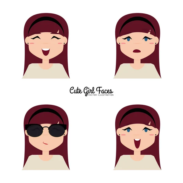 Cara de expresión de chica — Vector de stock