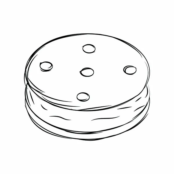 Croquis d'un biscuit à la crème glacée — Image vectorielle