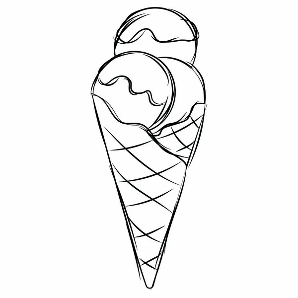 Bosquejo de un cono de helado — Vector de stock