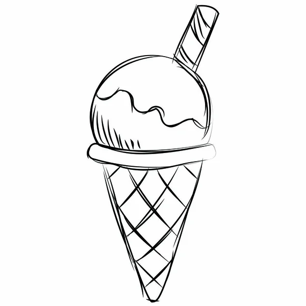 아이스크림 콘의 스케치 — 스톡 벡터