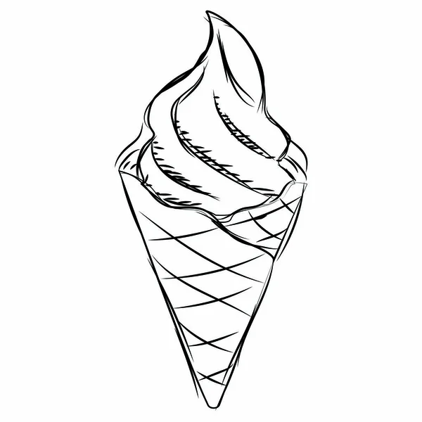 Schizzo di un cono di gelato — Vettoriale Stock