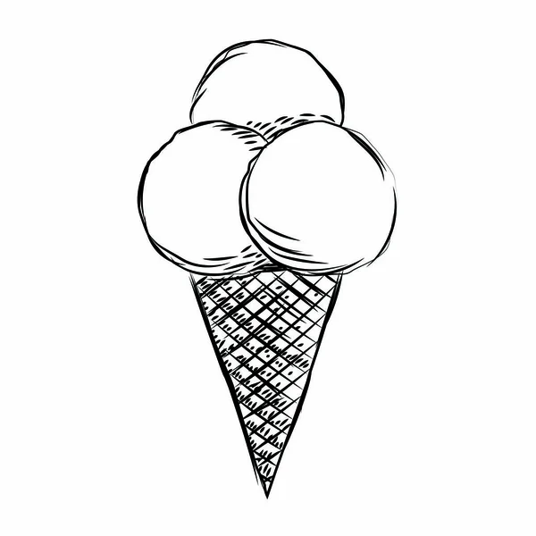 Sketch of an ice cream cone — Stock Vector