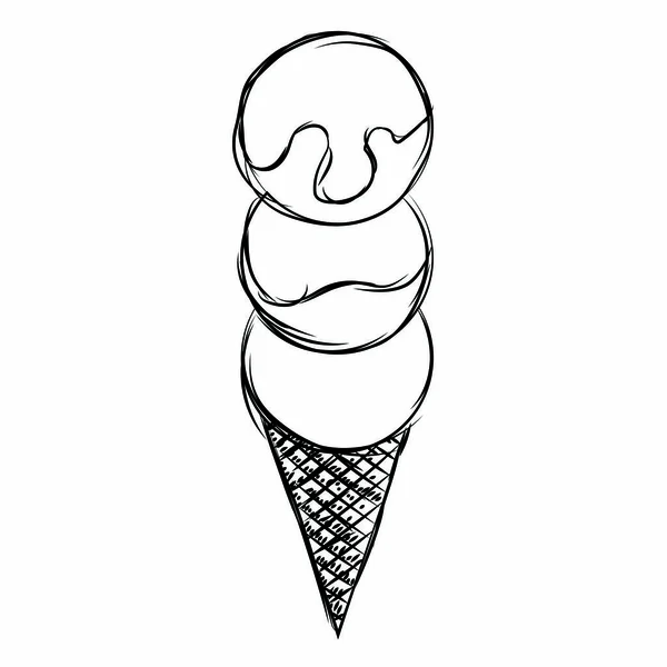아이스크림 콘의 스케치 — 스톡 벡터