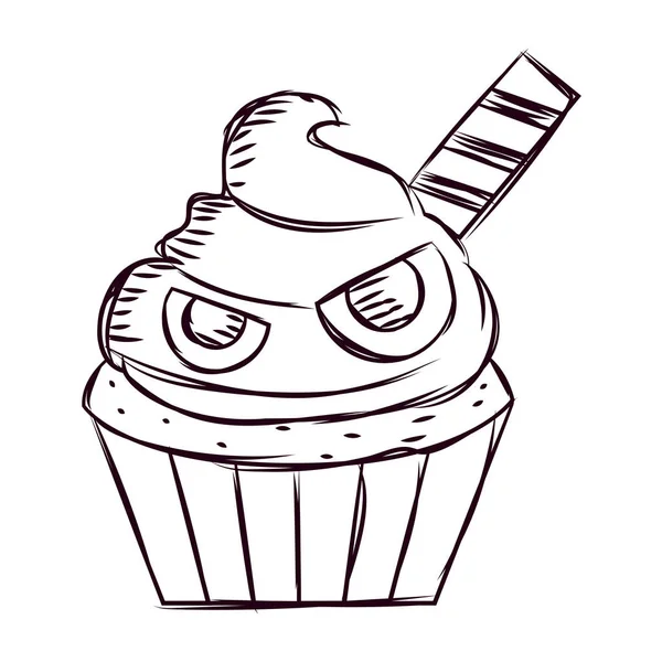 Cupcake halloween schetsen — Stockvector