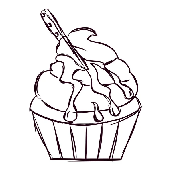 Cupcake halloween sketches — Stock Vector