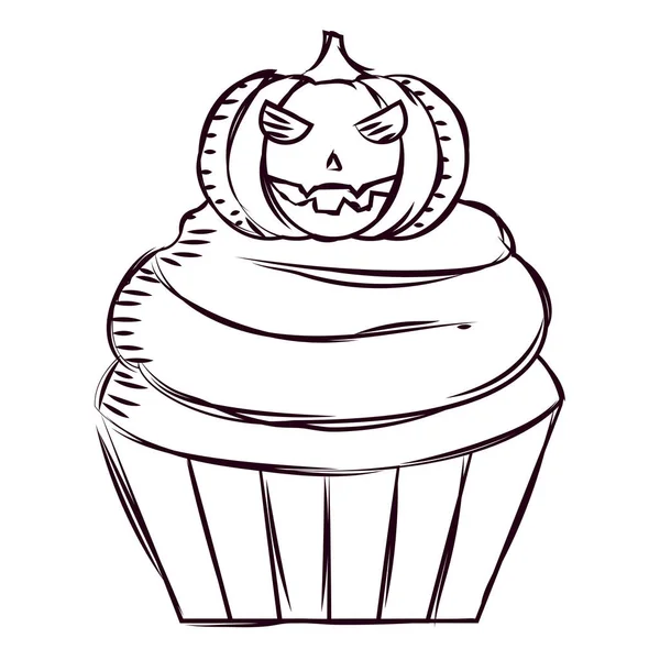 Cupcake halloween schetsen — Stockvector