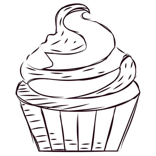 Boceto de un cupcakes — Vector de stock