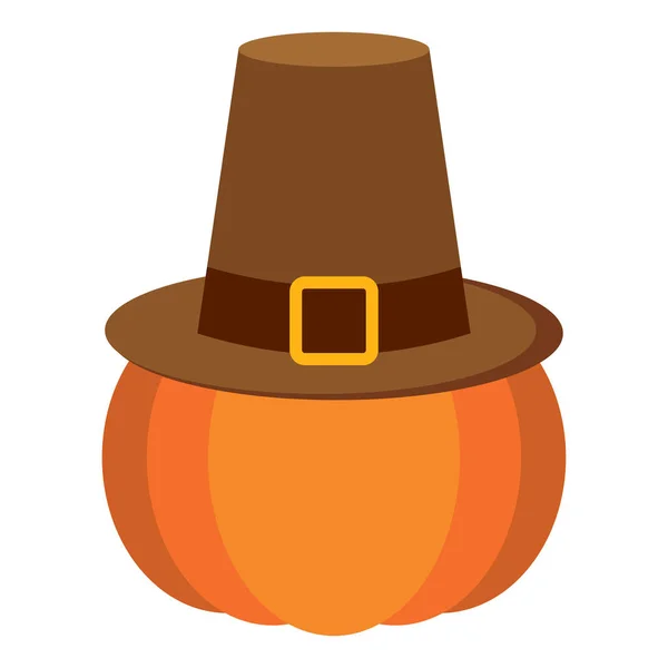 Pumpkin with a pilgrim hat — Stock Vector