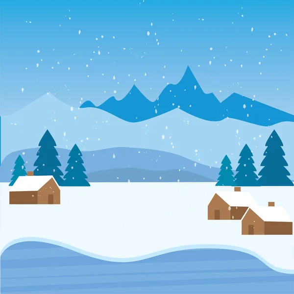아름다운 겨울 풍경 — 스톡 벡터