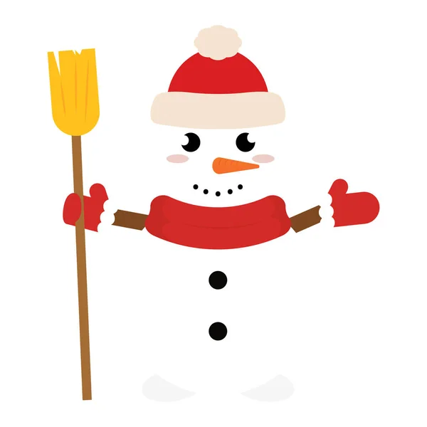 Caricature de bonhomme de neige isolé — Image vectorielle