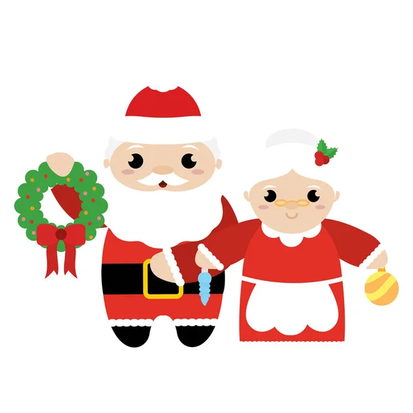 Noel Baba ve Bayan Claus — Stok Vektör
