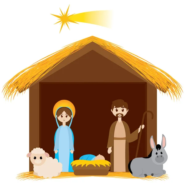 Bellísima imagen del pesebre — Vector de stock