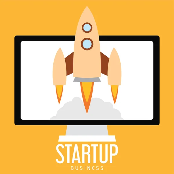 Startup poster with a rocket — 스톡 벡터