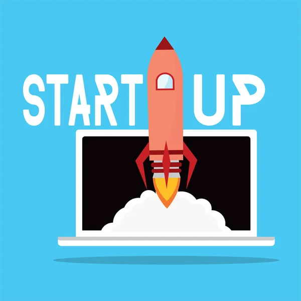 Startup poster with a rocket — 스톡 벡터