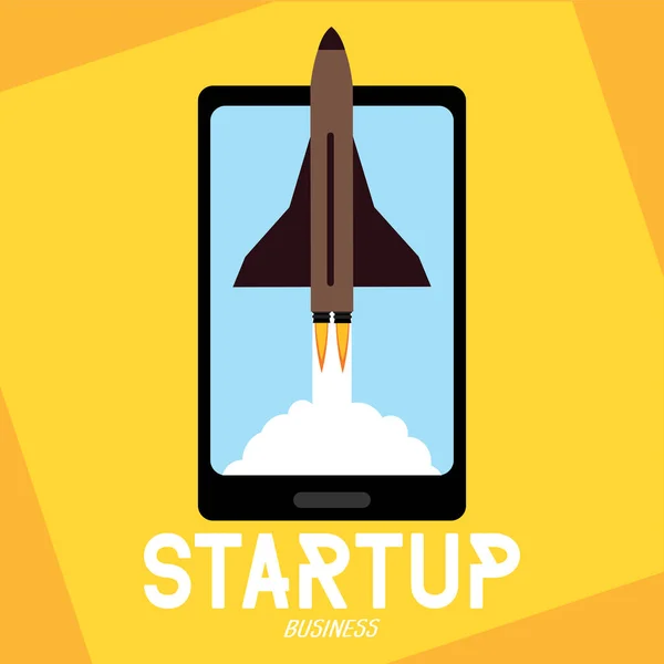 Startup poster with a rocket — 스톡 벡터