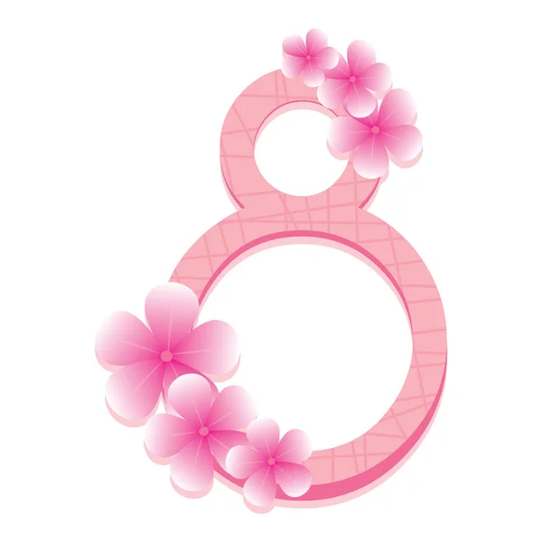 Number eight with flowers — Stock Vector