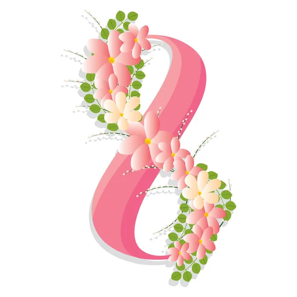 Number eight with flowers — Stock Vector