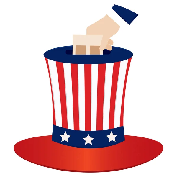 Tradycyjna amerykańska urna do głosowania w kształcie kapelusza — Wektor stockowy