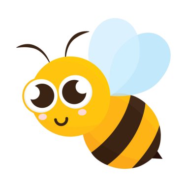 İzole edilmiş şirin arı çizgi filmi.