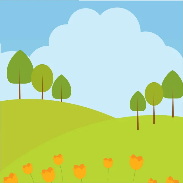 Hello spring landscape — Stock Vector