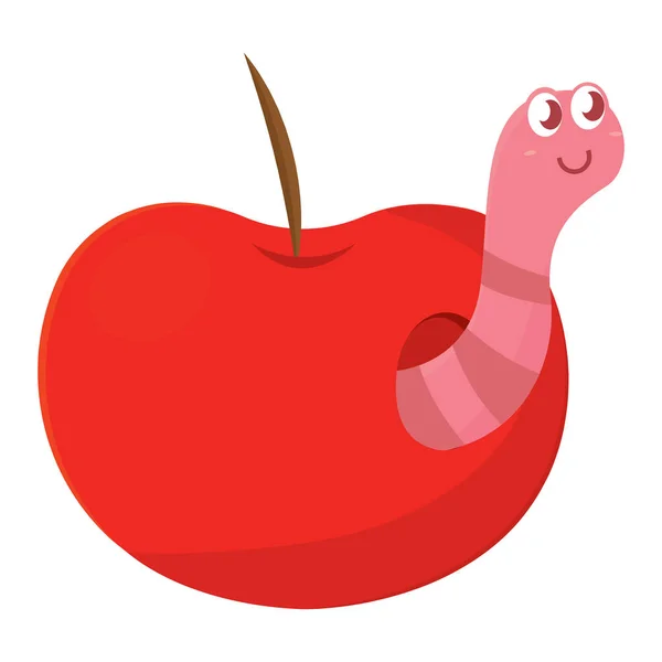 Mignon ver dans une pomme — Image vectorielle