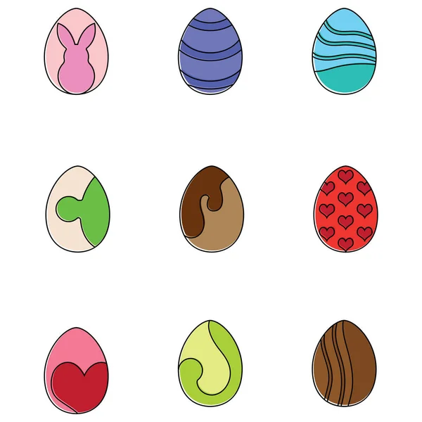 Ensemble d'icônes oeufs de Pâques — Image vectorielle