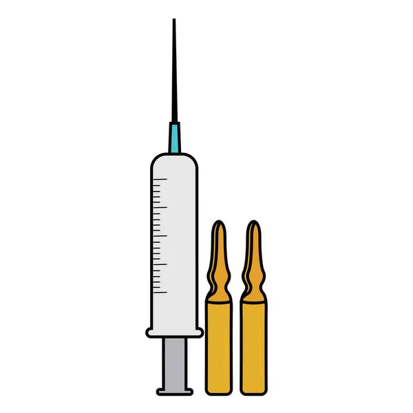 Ізольований шприц та ампули — стоковий вектор