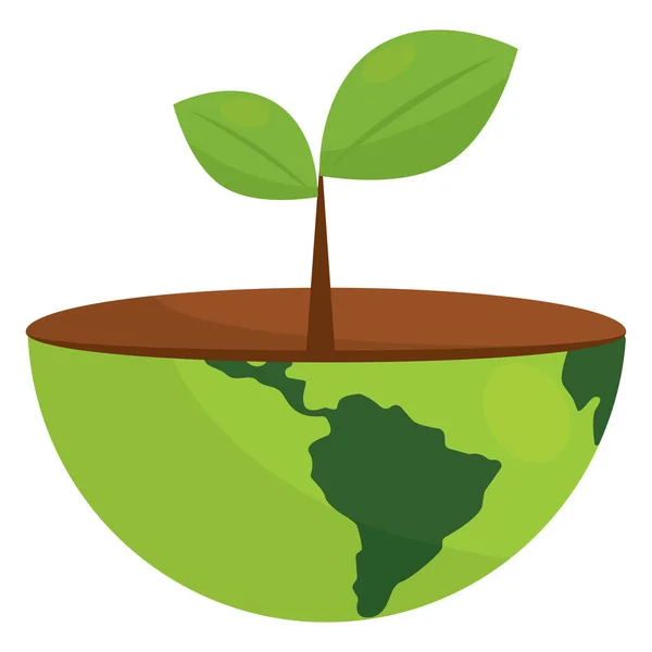 Planta en un planeta tierra — Vector de stock