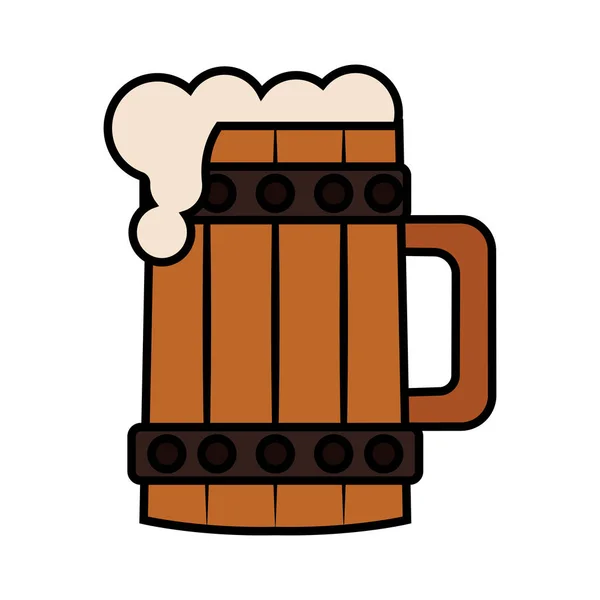 Icono de vidrio de madera de cerveza aislada — Vector de stock