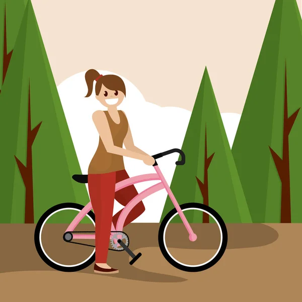 Γυναίκα με ποδήλατο. — Διανυσματικό Αρχείο
