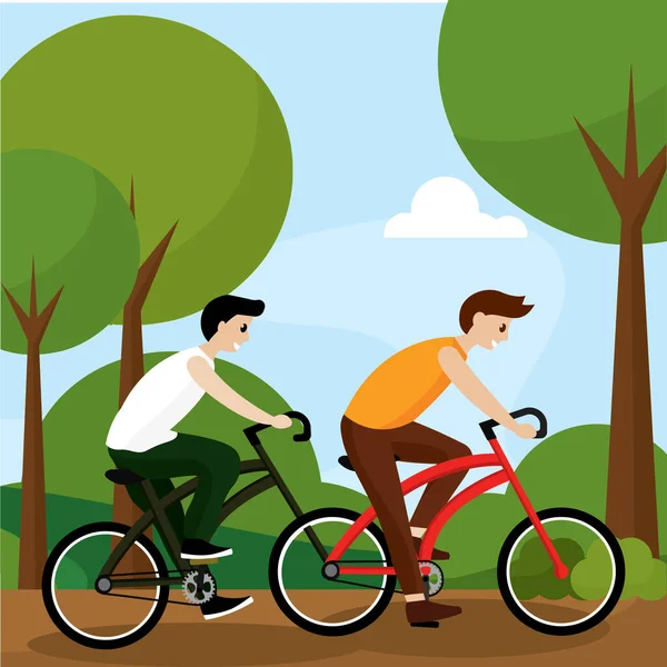 Hombres en bicicleta — Vector de stock
