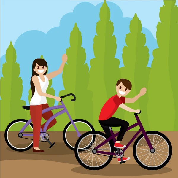 Couple en vélo — Image vectorielle