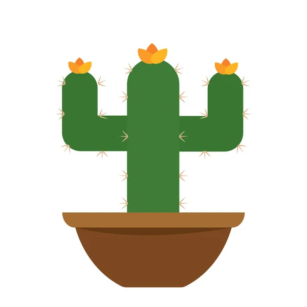 Cactus icon in a pot plant — Stock Vector