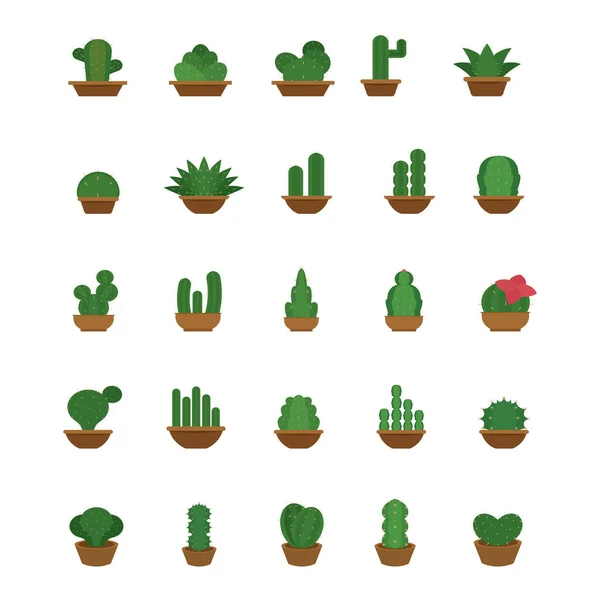 Ensemble d'icônes de cactus — Image vectorielle