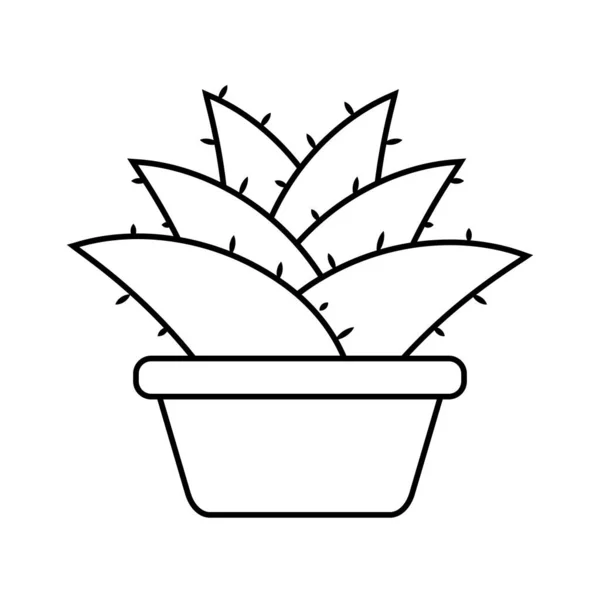 Ikon kaktus pada tanaman pot - Stok Vektor