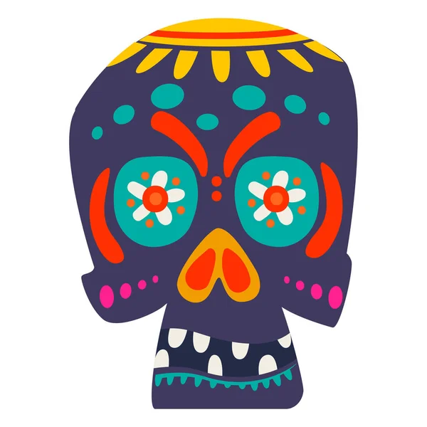 Изолированный украшенный мексиканский череп — стоковый вектор
