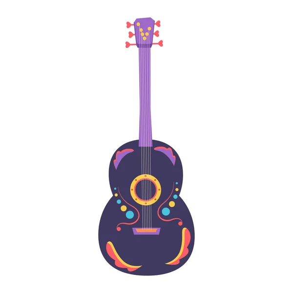 Guitare isolée décorée — Image vectorielle