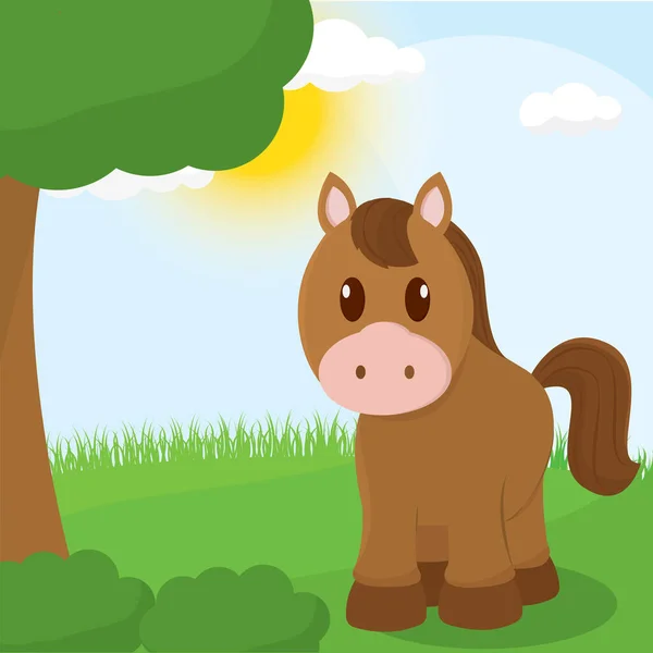 Lindo caballo de dibujos animados — Vector de stock