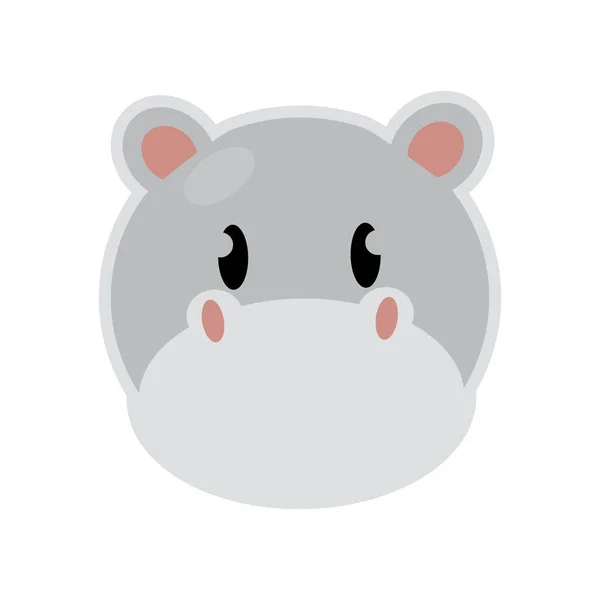 Isolé mignon hippopotame dessin animé — Image vectorielle