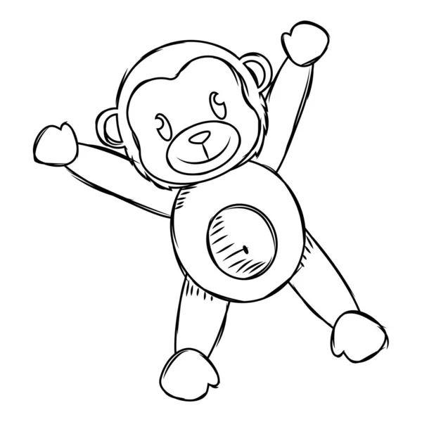 Karikatur einer niedlichen Affenskizze — Stockvektor